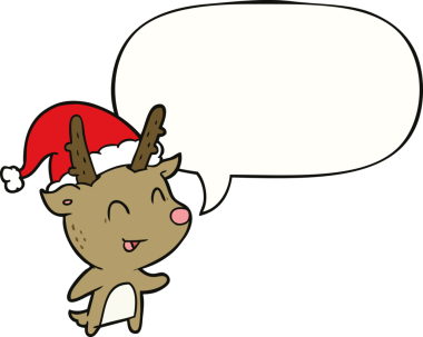 Bir insan tarafından çizilmiş konuşma baloncuğu olan karikatür Noel geyiği.