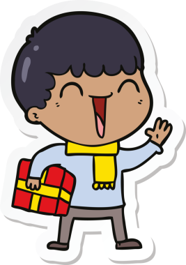 Bir insan tarafından çizilmiş mutlu bir adamın çıkartması.