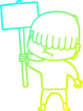 Bir insan tarafından çizilmiş dağınık saçlı bir çizgi film çocuğu çizimi.