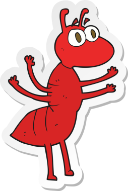 Bir insan tarafından çizilmiş karınca çıkartması.