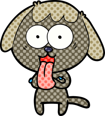 Bir insan tarafından çizilmiş şirin bir çizgi film köpeği.