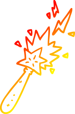 Bir insan tarafından çizilmiş çizgi film sihirli değneğinin sıcak gradyan çizimi