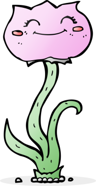 Bir insan tarafından çizilmiş karikatür çiçeği