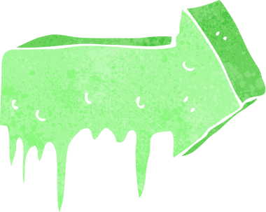 bir insan tarafından çizilmiş sümüksü çizgi film okları