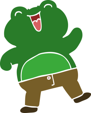 Bir insan tarafından çizilmiş komik karikatür kurbağası.