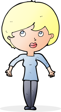 Bir insan tarafından çizilmiş omuz silken çizgi filmdeki kadın.