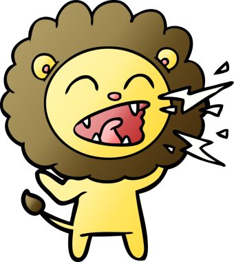 Bir insan tarafından çizilmiş kükreyen aslan çizgi filmi.