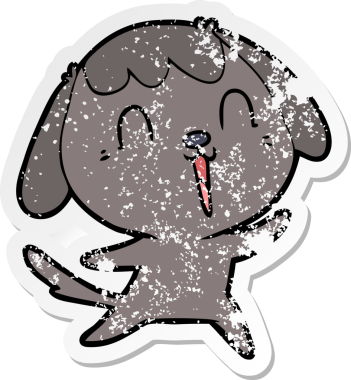 Bir insan tarafından çizilmiş şirin bir köpeğin sıkıntılı çıkartması.