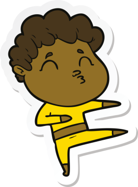 Bir insan tarafından çizilmiş karikatür adamın çıkartması.