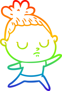 Gökkuşağı gradyan çizgi çizimi bir insan tarafından çizilmiş sakin bir kadın