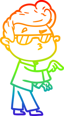 Gökkuşağı gradyan çizimi. Bir insan tarafından çizilmiş havalı bir adamın çizimi.