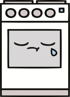 Bir insan tarafından çizilmiş güzel bir mutfak fırını karikatürü.