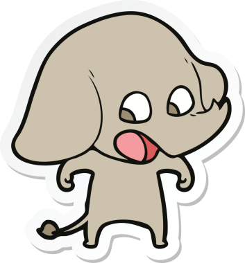 Bir insan tarafından çizilmiş şirin bir fil çıkartması.