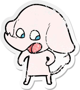 Bir insan tarafından çizilmiş şirin bir filin sıkıntılı çıkartması