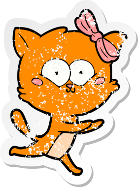 Bir insan tarafından çizilmiş karikatür bir kedinin sıkıntılı çıkartması.