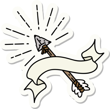 Dövme stili eski çakmaktaşı uçlu ok bir insan tarafından çizilmiş.