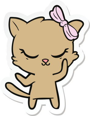 Bir insan tarafından çizilmiş şirin bir çizgi film kedisinin çıkartması.