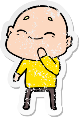 Bir insan tarafından çizilmiş mutlu, kel bir adamın sıkıntılı çıkartması.