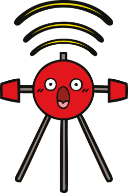 Bir insan tarafından çizilmiş sevimli bir uydu karikatürü.