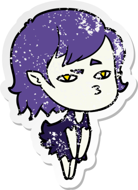 Bir insan tarafından çizilmiş vampir bir kızın sıkıntılı çıkartması.