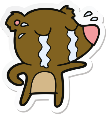 Bir insan tarafından çizilmiş ağlayan bir ayının çıkartması.