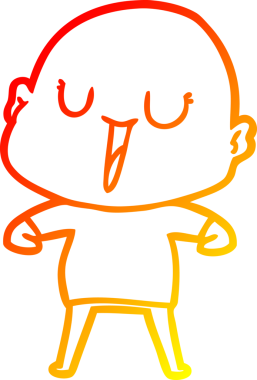 Bir insan tarafından çizilmiş mutlu, kel bir adamın sıcak çizgi çizimi.