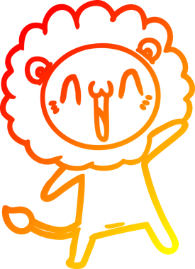 Bir insan tarafından çizilmiş mutlu çizgi film aslanının sıcak çizgi çizimi