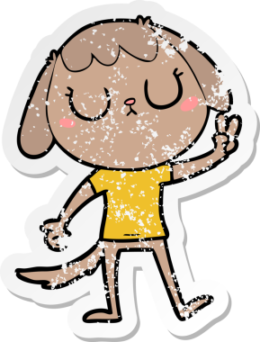 Bir insan tarafından çizilmiş şirin bir köpeğin sıkıntılı çıkartması.