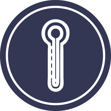 Bir insan tarafından çizilmiş cam termometre dairesel simgesi