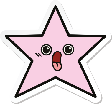 Bir insan tarafından çizilmiş şirin bir çizgi film yıldızının çıkartması.