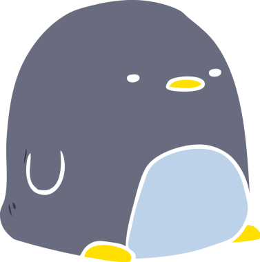 Bir insan tarafından çizilmiş şirin düz renkli penguen.