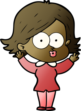 Çizgi film kızı somurtuyor bir insan tarafından