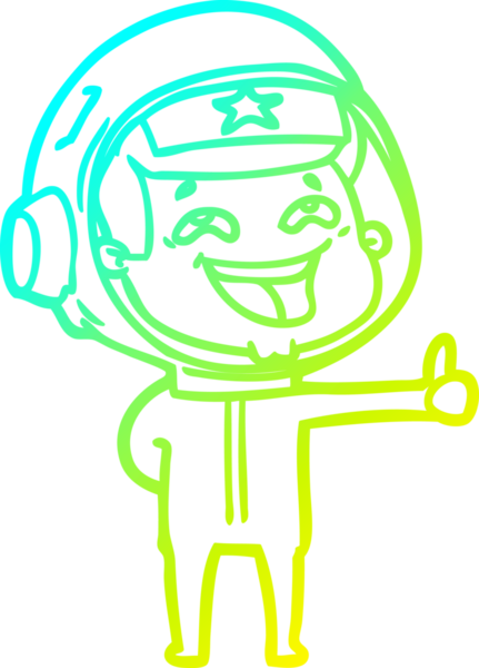 Bir insan tarafından çizilmiş gülen astronotun soğuk gradyan çizimi