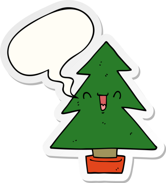 Bir insan tarafından çizilmiş konuşma kabarcığı etiketli bir noel ağacı.