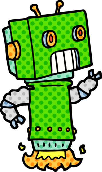 Bir insan tarafından çizilmiş çizgi film robotu