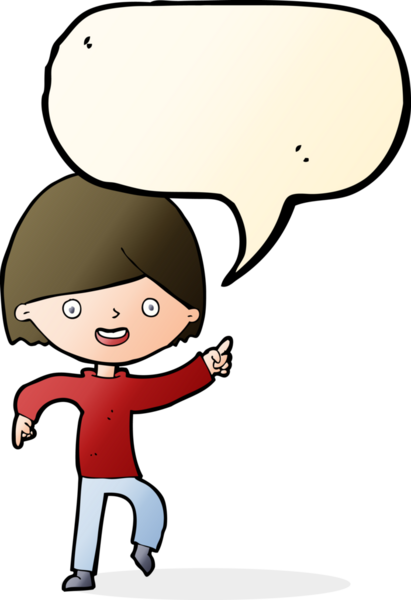 Bir insan tarafından çizilmiş bir konuşma balonuyla işaret eden çizgi film adamı.