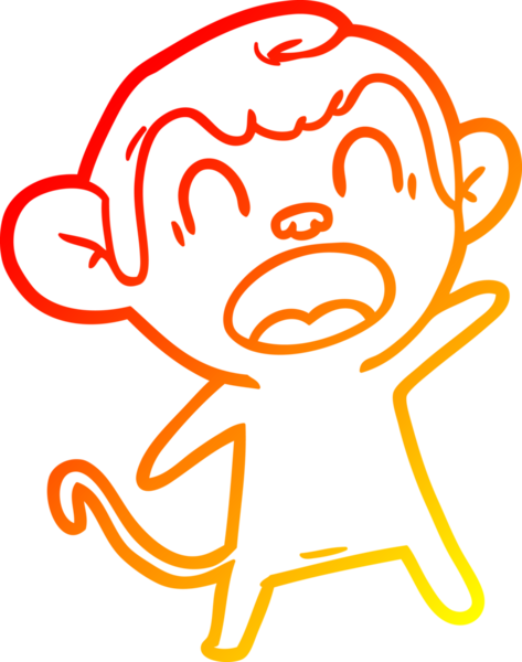 Bir insan tarafından çizilmiş bağıran çizgi film maymunu çizimi