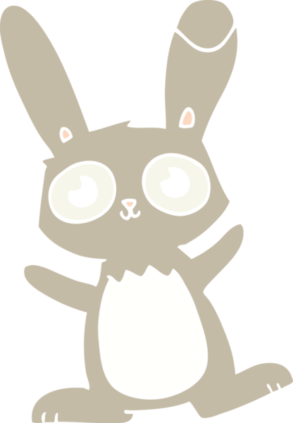 Bir insan tarafından çizilmiş düz renk çizgi film tavşanı.