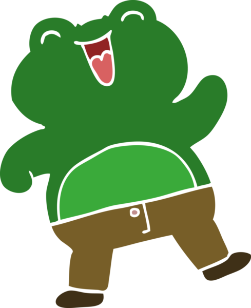 Bir insan tarafından çizilmiş komik karikatür kurbağası.