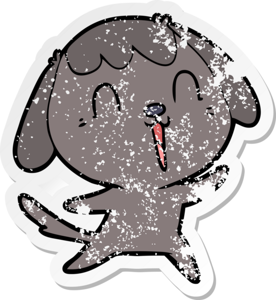 Bir insan tarafından çizilmiş şirin bir köpeğin sıkıntılı çıkartması.