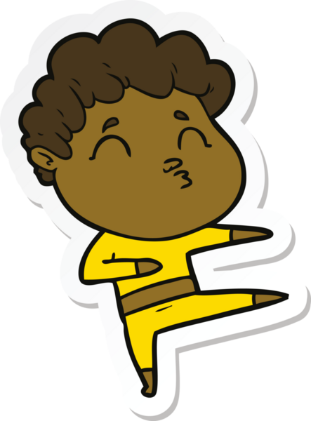 Bir insan tarafından çizilmiş karikatür adamın çıkartması.