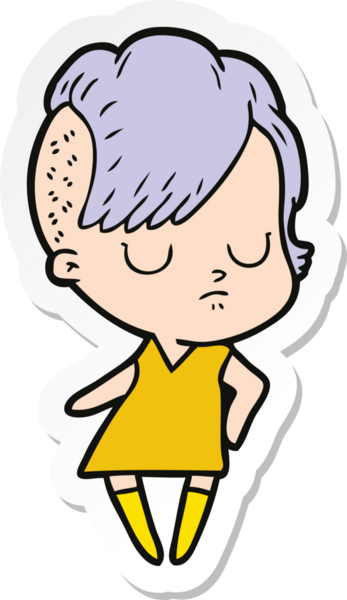 Bir insan tarafından çizilmiş bir karikatür kadının çıkartması.