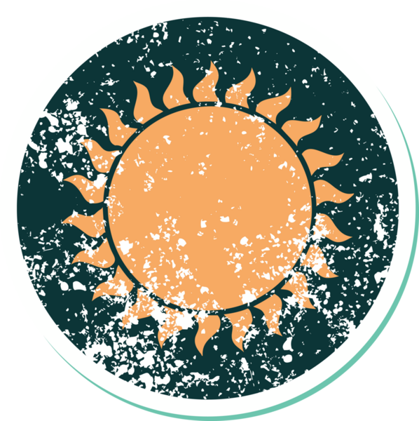 Bir insan tarafından çizilmiş bir güneşin sembolik dövmesi.