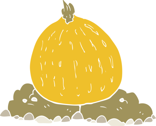 Bir insan tarafından çizilen kabağın düz renk çizimi