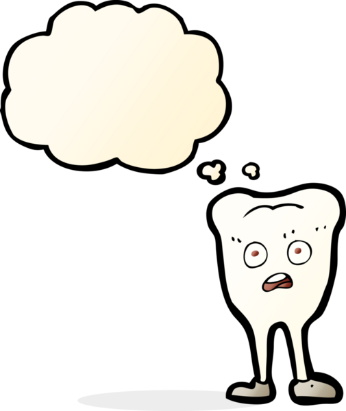 Bir insan tarafından çizilmiş düşünce kabarcığı olan sarı dişli çizgi film.