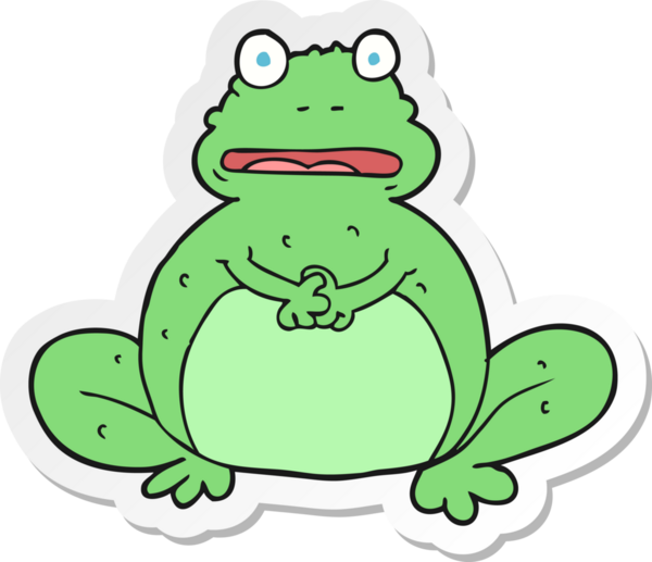 Bir insan tarafından çizilmiş karikatür kurbağasının çıkartması.