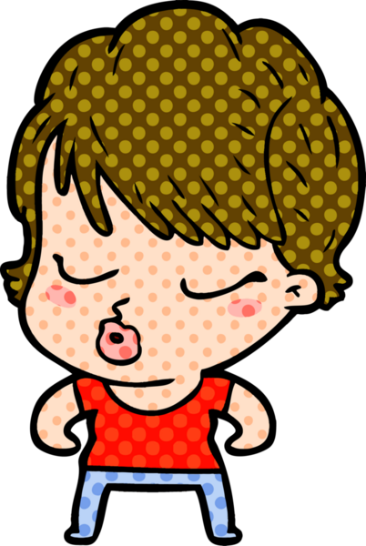 Bir insan tarafından çizilmiş gözleri kapalı çizgi film kadını.