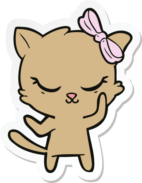 Bir insan tarafından çizilmiş şirin bir çizgi film kedisinin çıkartması.