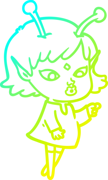 Bir insan tarafından çizilmiş güzel bir uzaylı kız çizimi.