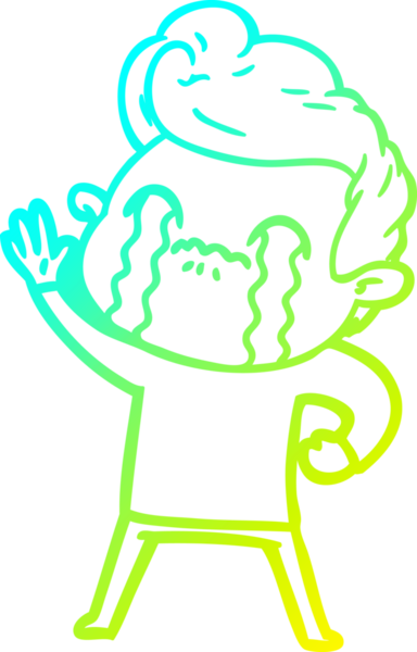 Bir insan tarafından çizilmiş ağlayan bir çizgi film karakteri çizimi.